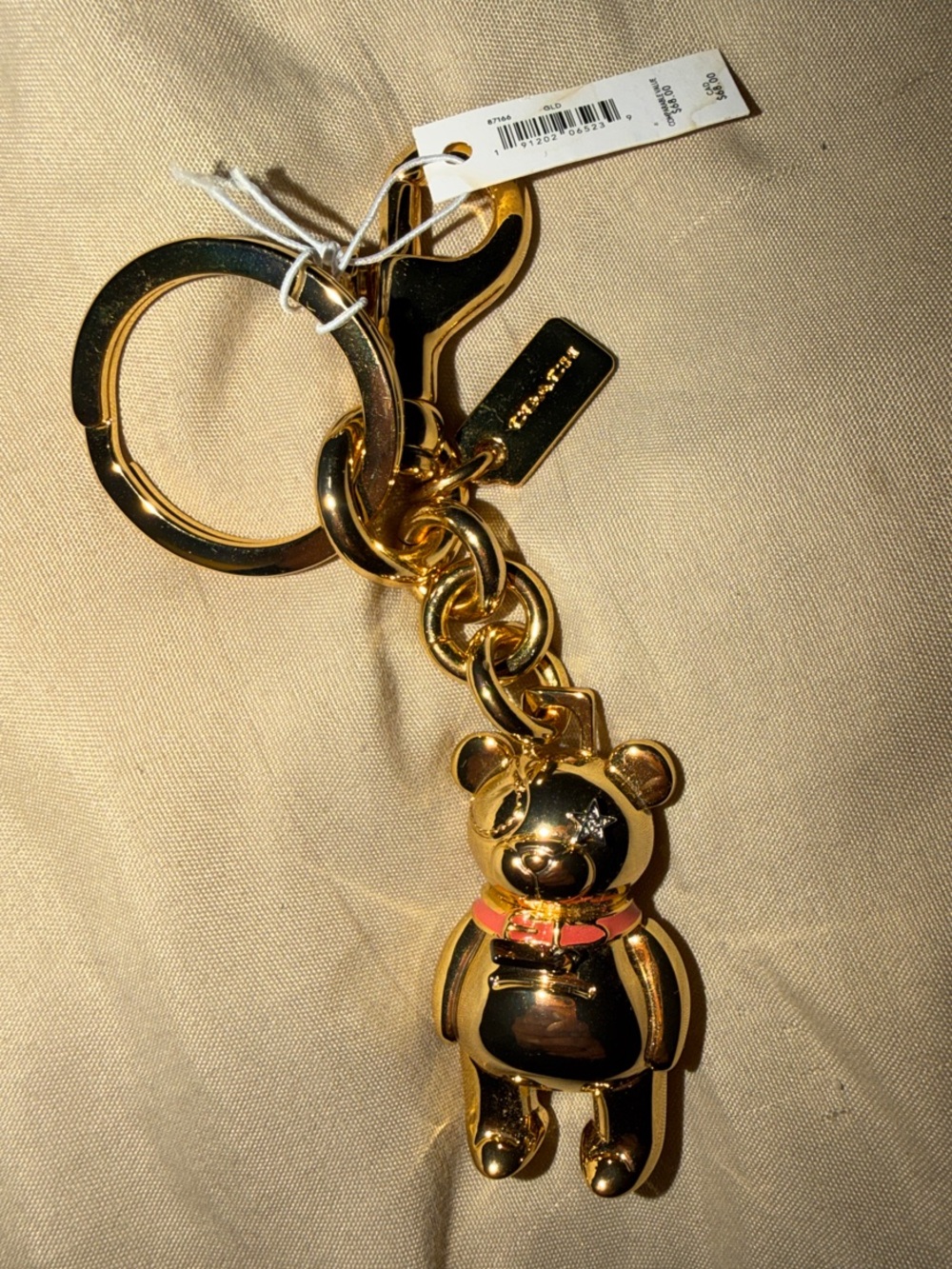 Gold Teddy Bear Keychain - Coach
